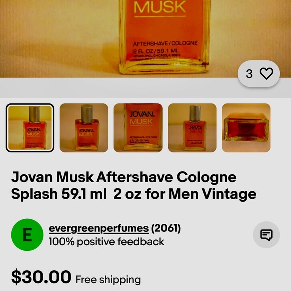 VINTAGE JOVAN MUSK AFTERSHAVE/COLOGNE SPLASH FOR MEN - Picture 3 of 3
